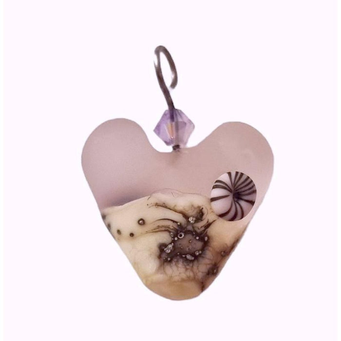 Glas Herzanhänger Rosa "Meer"2 handgemacht Mit Edelstahlkette