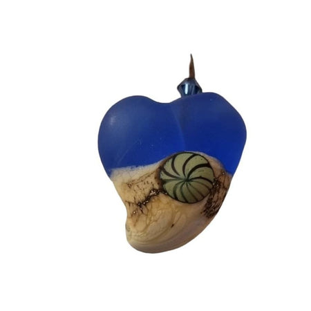 Glas Herzanhänger d blau"Meer"1  handgemacht m. Es Kette