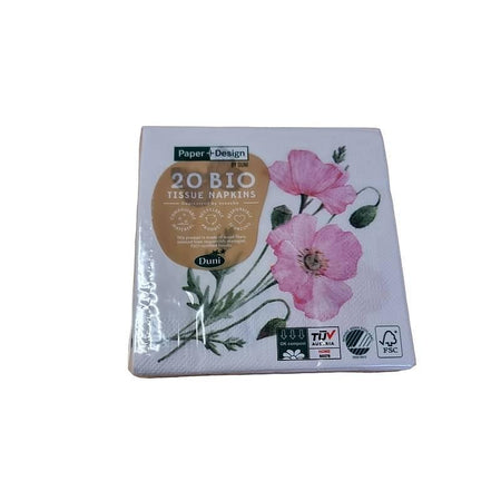 Serviette Mohn mit Schmetterling 25x25mm – Bild 2