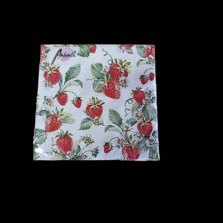 Serviette Erdbeeren 25x25mm