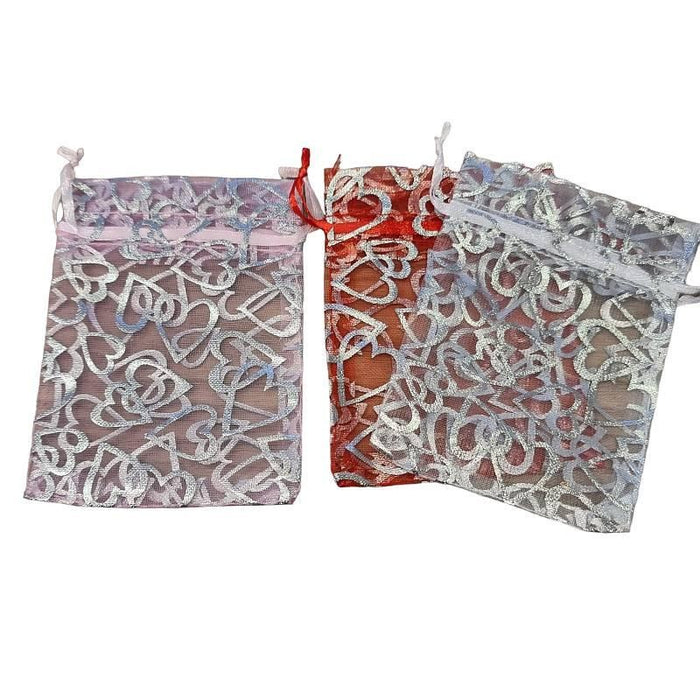 Organzasäckli Herz 12er Set 11x9cm