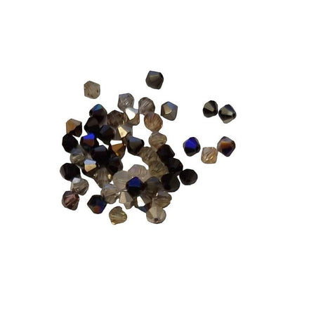Tschechische  Bicone schwarz grau mix 4mm 48 Stück