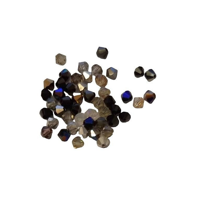 Tschechische  Bicone schwarz grau mix 4mm 48 Stück
