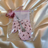 Buttermesser mit Ofenhandschuh fifties style rosa /rot/braun  1 Set