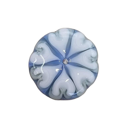 Ringtop Glasperle 25mm Blume zart blau Herz  mit Zirkon Swissmade – Bild 2