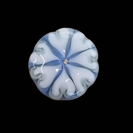 Ringtop Glasperle 25mm Blume zart blau Herz  mit Zirkon Swissmade