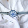 Armband mit Glastop Glasperle 25mm Blume zartblau mit Zirkon Swissmade