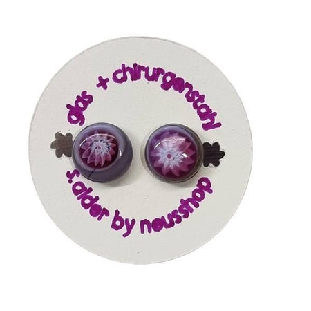 Ohrstecker Chirurgenstahl Lila mit Pinkem Murrini  handgemacht