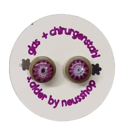 Ohrstecker Chirurgenstahl Avocado mit Pinkem Murrini  handgemacht