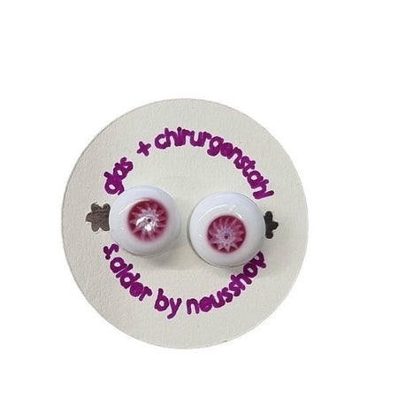 Ohrstecker Chirurgenstahl weiss mit Pinkem Murrini  handgemacht