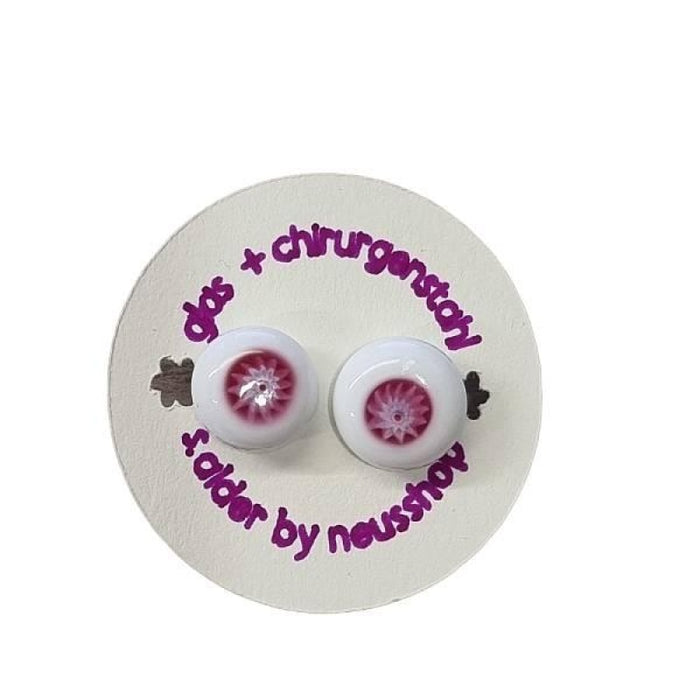 Ohrstecker Chirurgenstahl weiss mit Pinkem Murrini  handgemacht