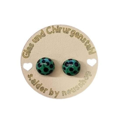 Ohrstecker Chirurgenstahl Grün mit Dotts  handgemacht