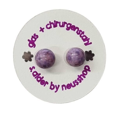 Ohrstecker Chirurgenstahl himbeerrosa mit Fritt   handgemacht