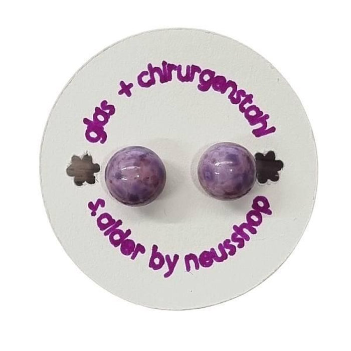 Ohrstecker Chirurgenstahl himbeerrosa mit Fritt   handgemacht