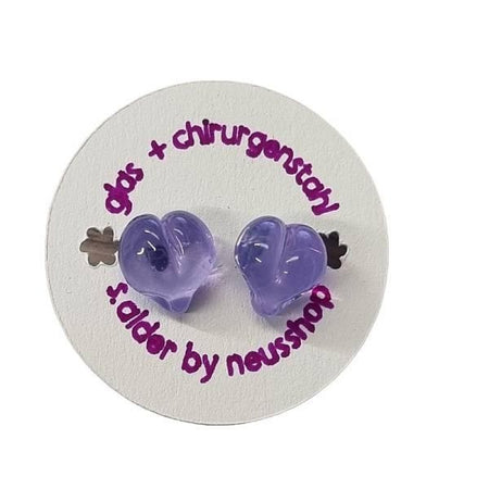 Ohrstecker Chirurgenstahl Herz lila transparent handgemacht