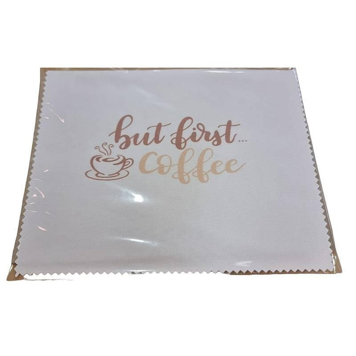 Brillentuch 15x18cm bedruckt "but first Coffee" 1 Stk