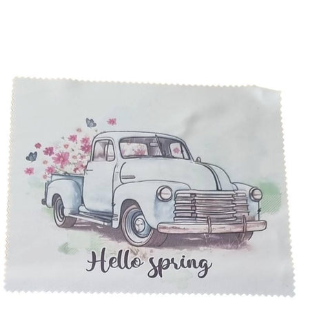 Brillentuch 15x18cm bedruckt "Blüten Auto" 1 Stk