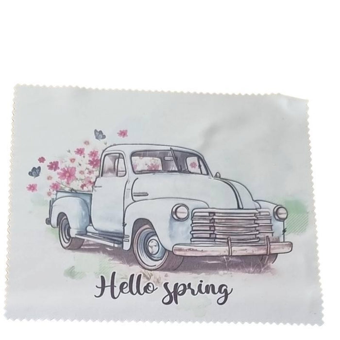 Brillentuch 15x18cm bedruckt "Blüten Auto" 1 Stk