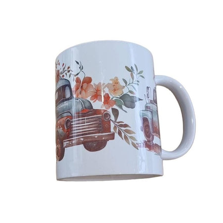 Kaffee Tasse Blumen Trucker bedruckt  1 Stk