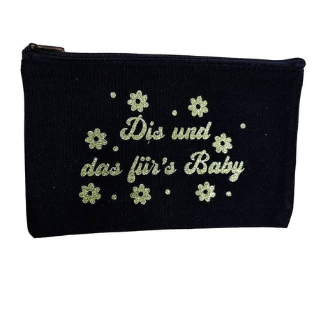 Täschchen ca 21x12cm beplotted "dis und das für's Baby" schwarz/grün 1 Stk