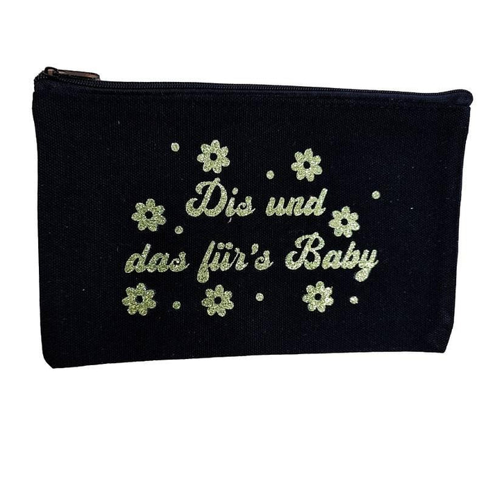 Täschchen ca 21x12cm beplotted "dis und das für's Baby" schwarz/grün 1 Stk