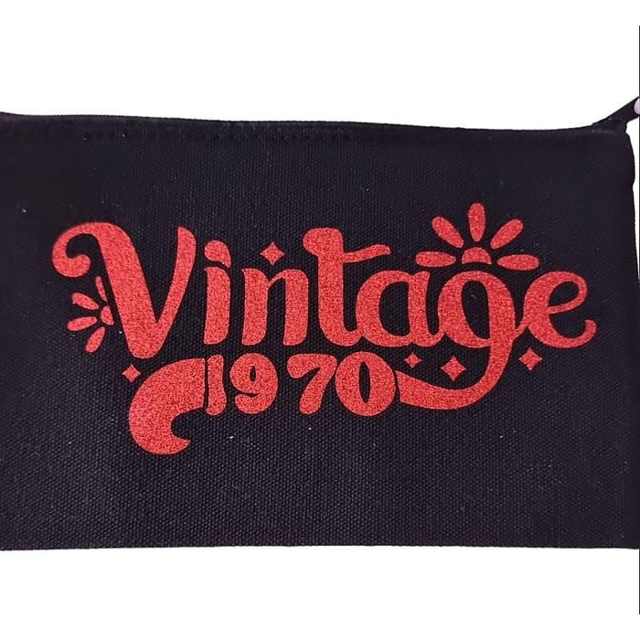 Täschchen ca 21x12cm beplotted "Vintage 1970" schwarz/rot 1 Stk