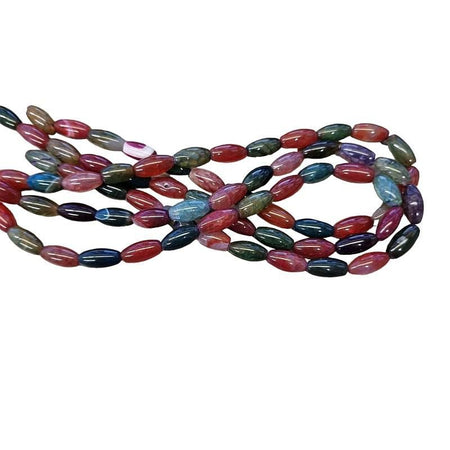 Crackelt Achat bunt 8x16mm Oliven  1 Strang