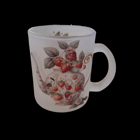 Glas Tasse matt Erdbeeren rundum bedruckt  1 Stk – Bild 2