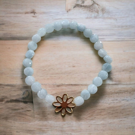 Set Aquamarin Armband mit Blume – Bild 2
