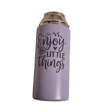 Thermosflasche Schmetterling Thermosflasche auf lila doppelseitig Enjoy...  350ml 1 Stk – Bild 2
