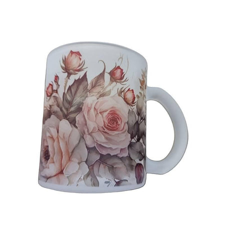 Glas Tasse matt Blumengarten rundum bedruckt  1 Stk