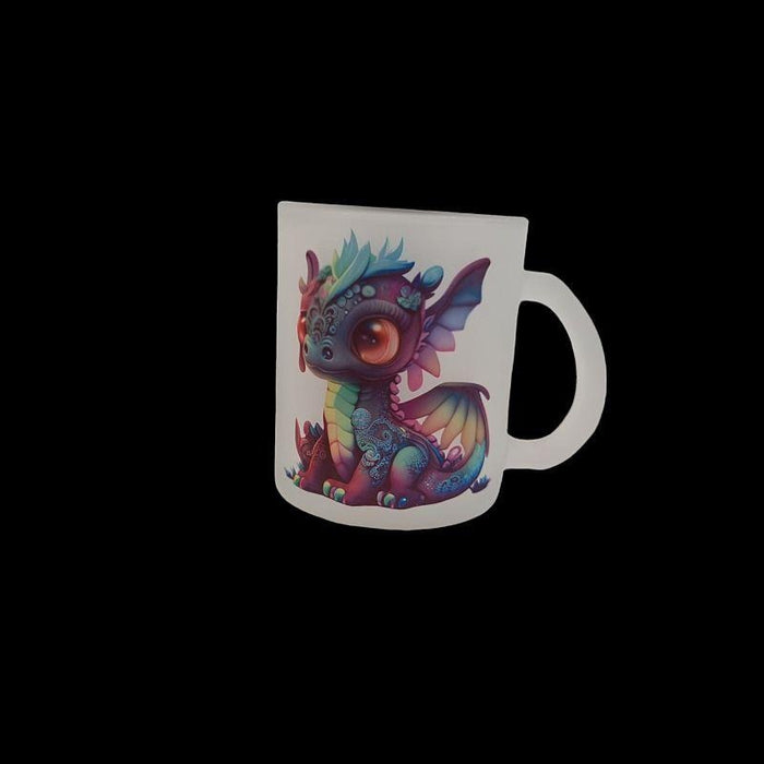 Glas Tasse matt Drachen rundum bedruckt  1 Stk