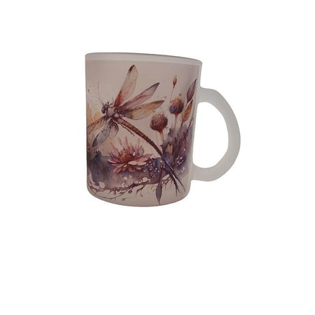Glas Tasse matt Dragonfly  bedruckt  1 Stk
