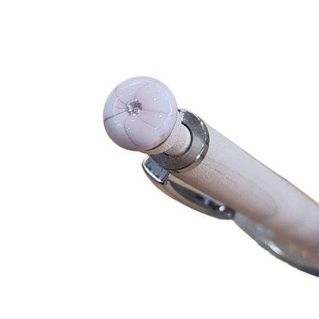Kugelschreiber mit Handgefertigter rosa Glas Blume mit Zirkon 1 Stk