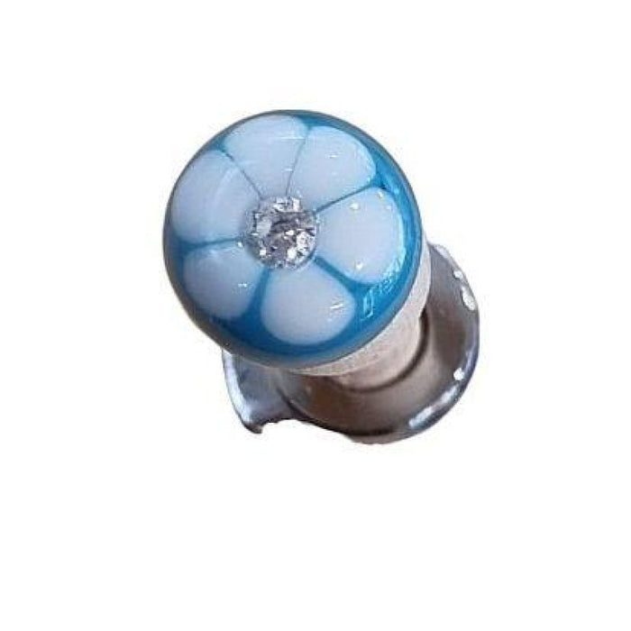 Kugelschreiber mit Handgefertigter türkis Glas Blume mit Zirkon 1 Stk