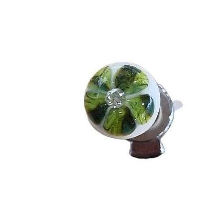 Kugelschreiber mit Handgefertigter grün Glas Blume mit Zirkon 1 Stk