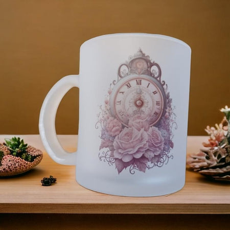 Glas Tasse matt Mag dein Kaffee  .. mit Uhr, bedruckt  1 Stk – Bild 2