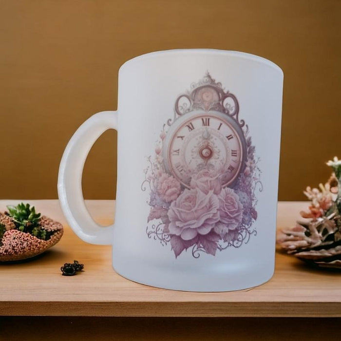 Glas Tasse matt Mag dein Kaffee  .. mit Uhr, bedruckt  1 Stk – Bild 2