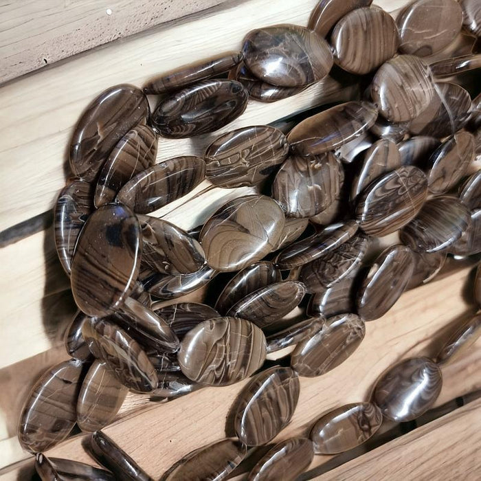 Marbel Imperator dunkel 30x20mm Oval Linse  1 Stück