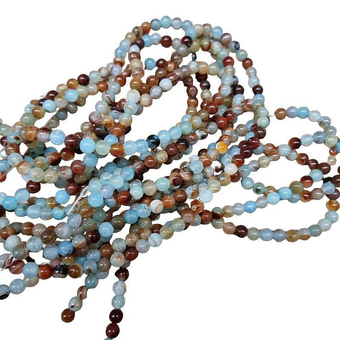 Achat Caramel /Aqua  chrash 6mm  1 Strang