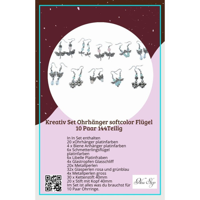 Kreativ Set Ohrhänger softcolor Flügel 10 Paar  144Teilig