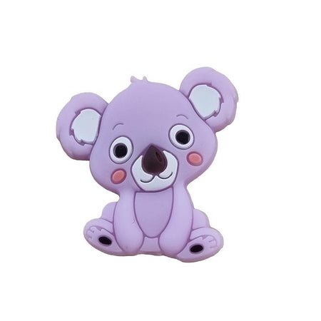 Koala in lila Silikon Perle 28x26mm