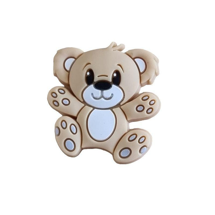 Bär in beige Silikon Perle 27x25mm