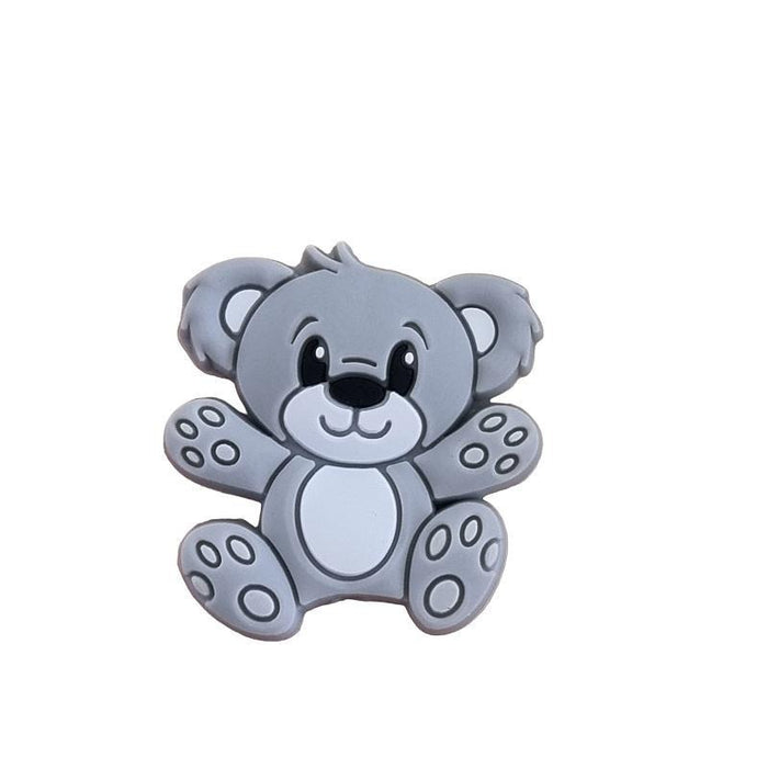 Bär in grau Silikon Perle 27x25mm