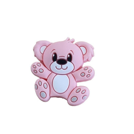 Bär in rosa Silikon Perle 27x25mm