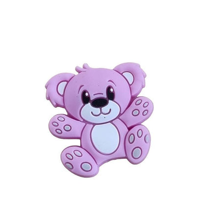 Bär in lila Silikon Perle 27x25mm