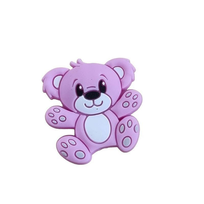Bär in lila Silikon Perle 27x25mm