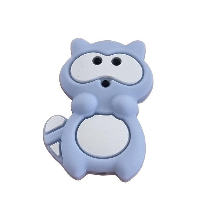 Waschbär in hellblau Silikon Perle 30x21mm