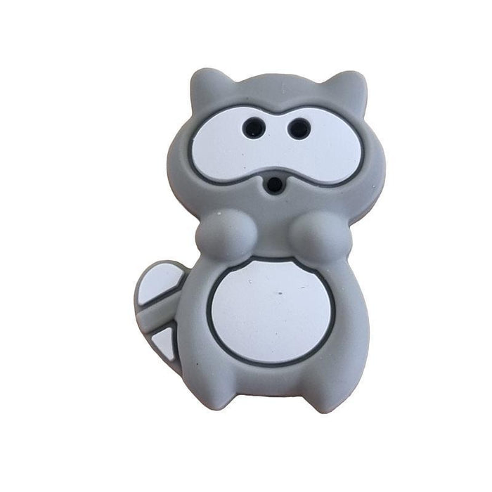 Waschbär in grau Silikon Perle 30x21mm