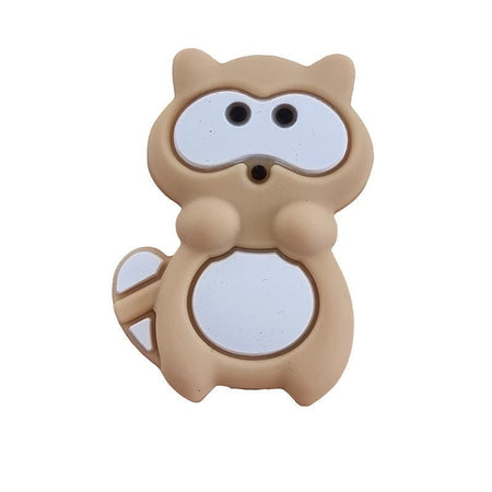 Waschbär in beige Silikon Perle 30x21mm